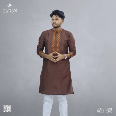Chocolate Brown Embroidered Panjabi – J360