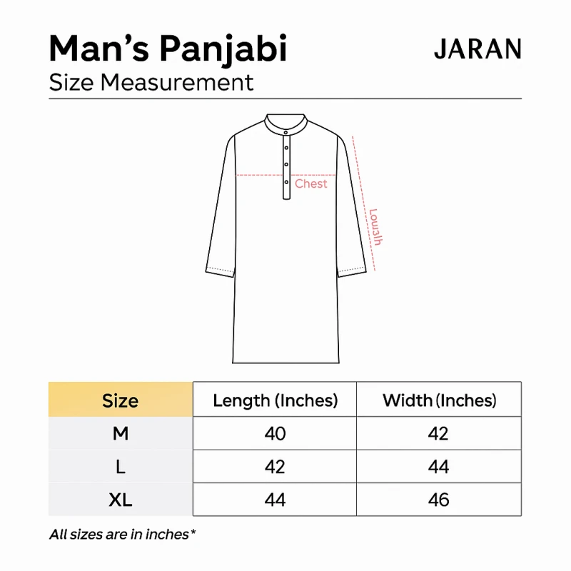Rust Brown Panjabi with Patterned Collar & Cuff – J424A