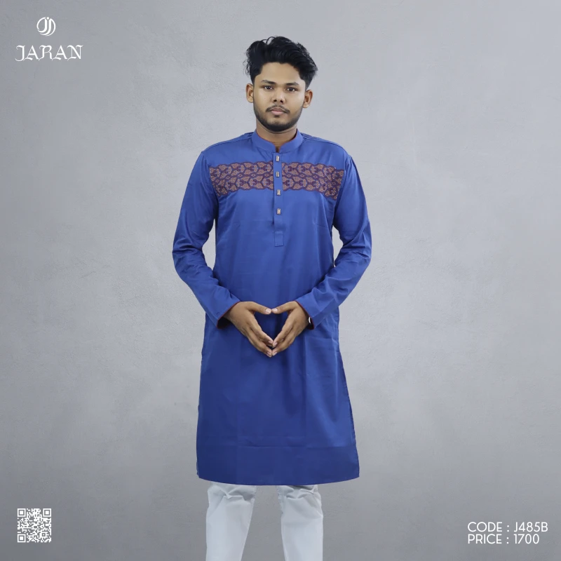 Royal Blue Chest Embroidered Panjabi – J485B