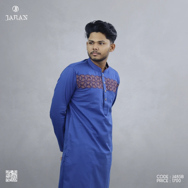 Royal Blue Chest Embroidered Panjabi – J485B