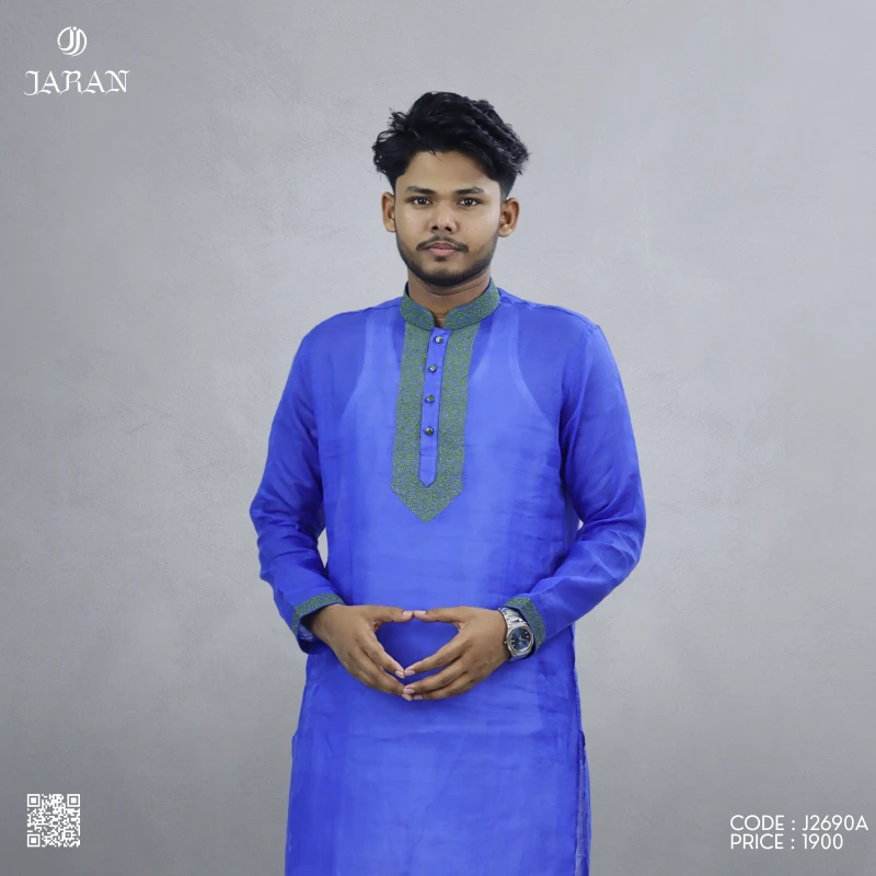 Royal Blue Embroidered Panjabi – J2690A