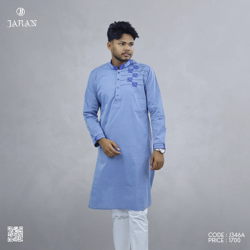Light Blue Designer Embroidered Panjabi – J346A