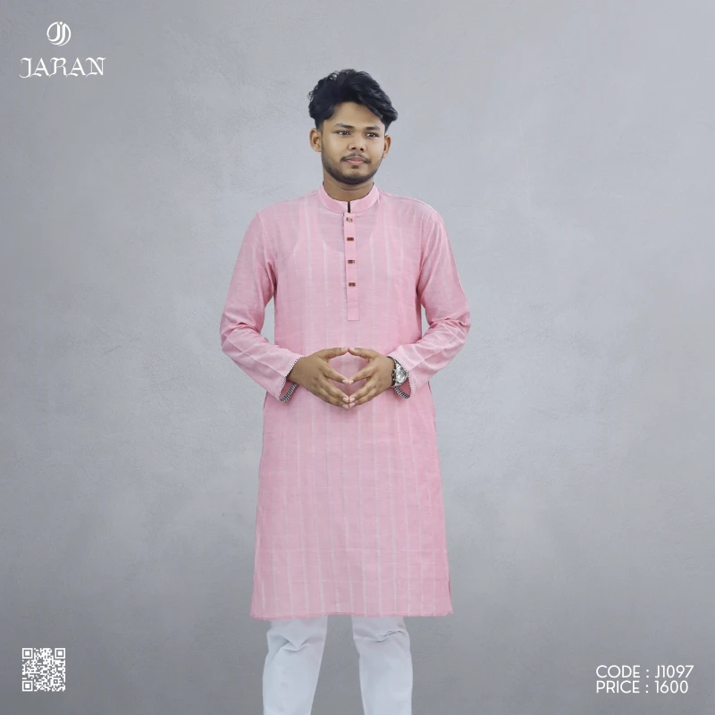 Pink Textured Panjabi – J1097