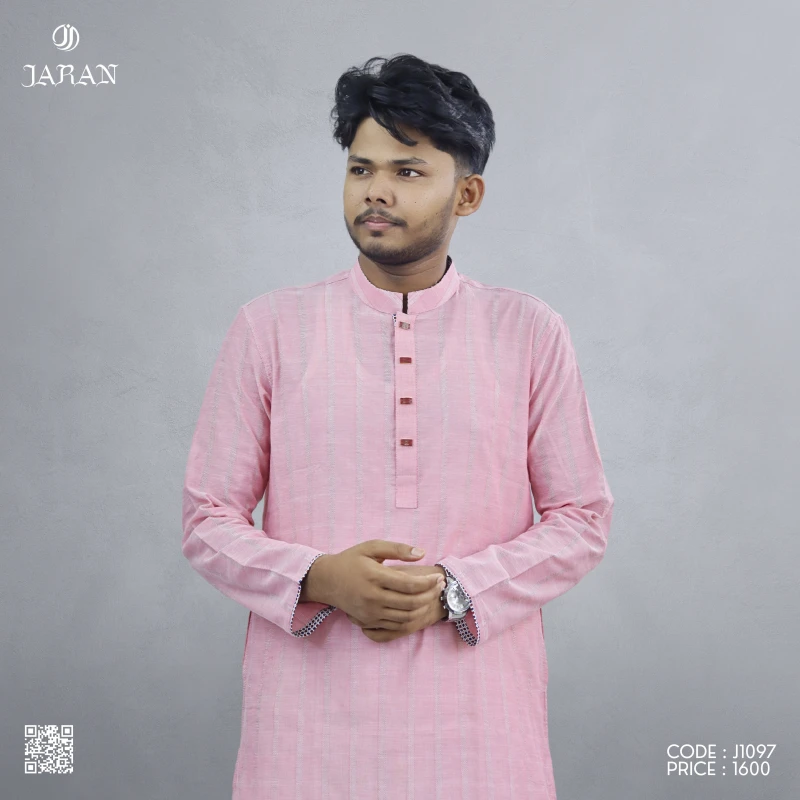 Pink Textured Panjabi – J1097