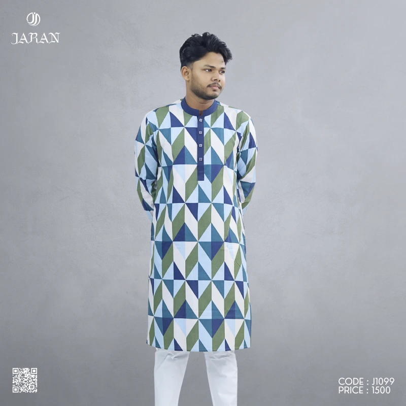 Multicolor Geometric Printed Panjabi – J1099