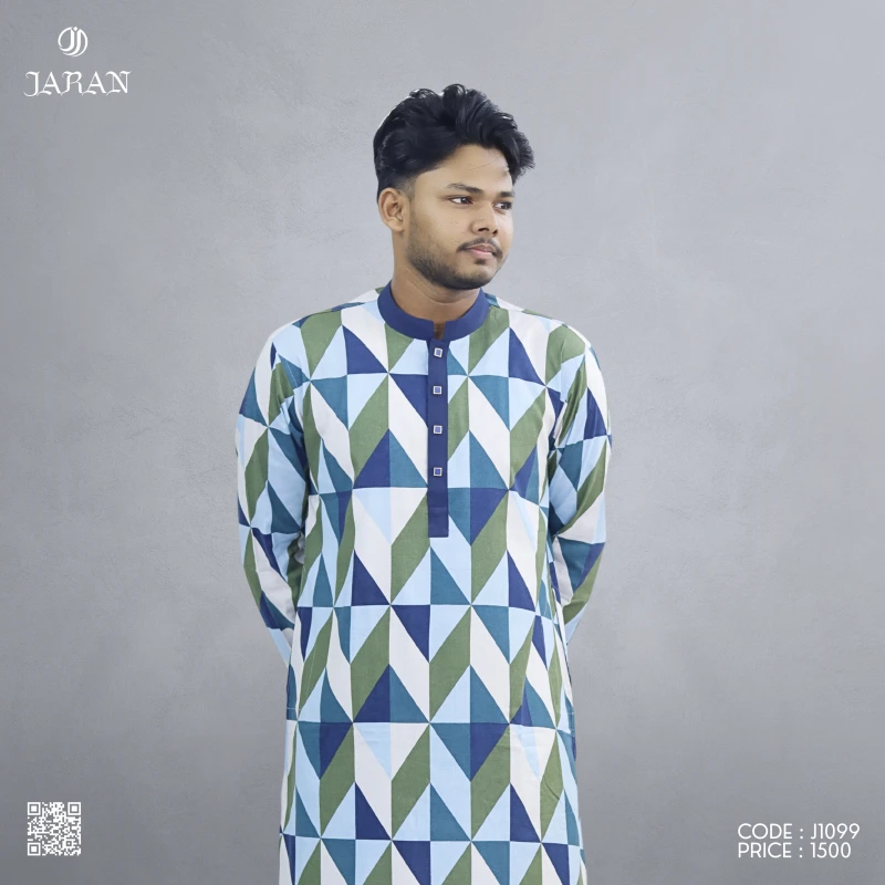 Multicolor Geometric Printed Panjabi – J1099