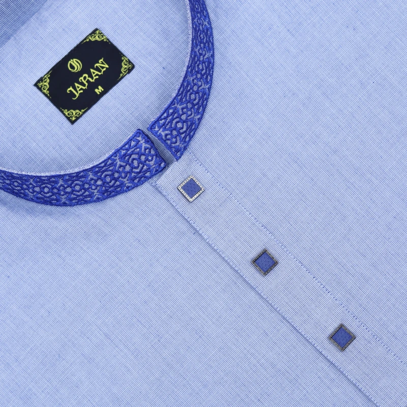 Light Blue Panjabi with Royal Blue Contrast – J499B