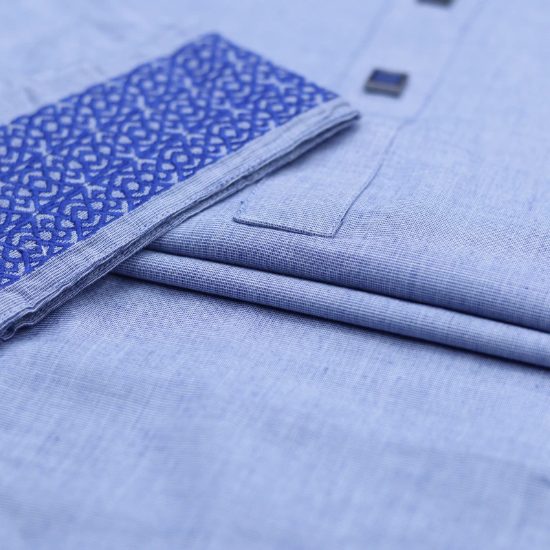 Light Blue Panjabi with Royal Blue Contrast – J499B
