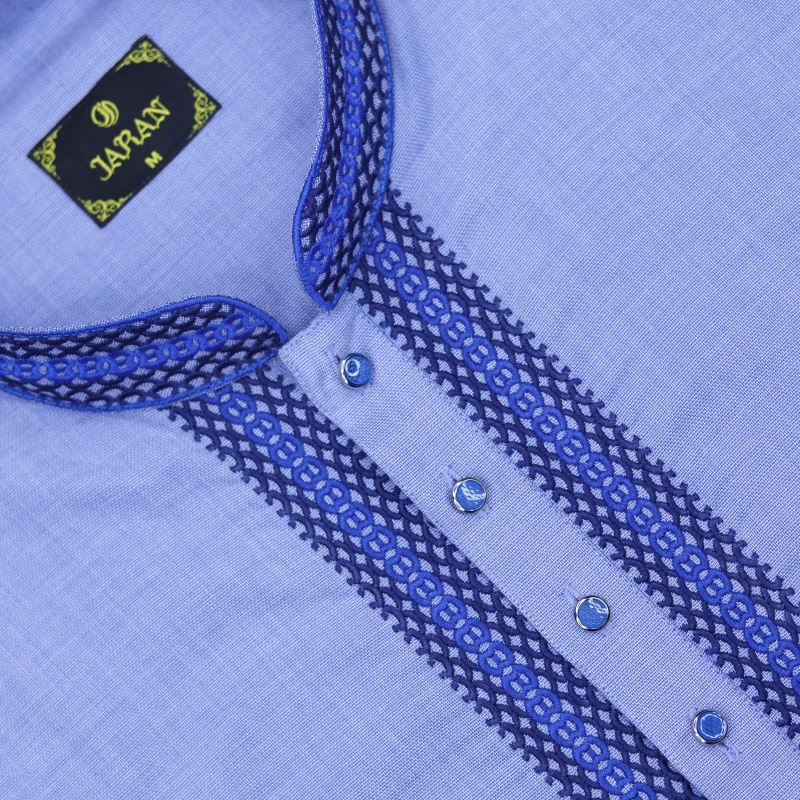 Light Blue Panjabi with Blue Embroidery – J3550