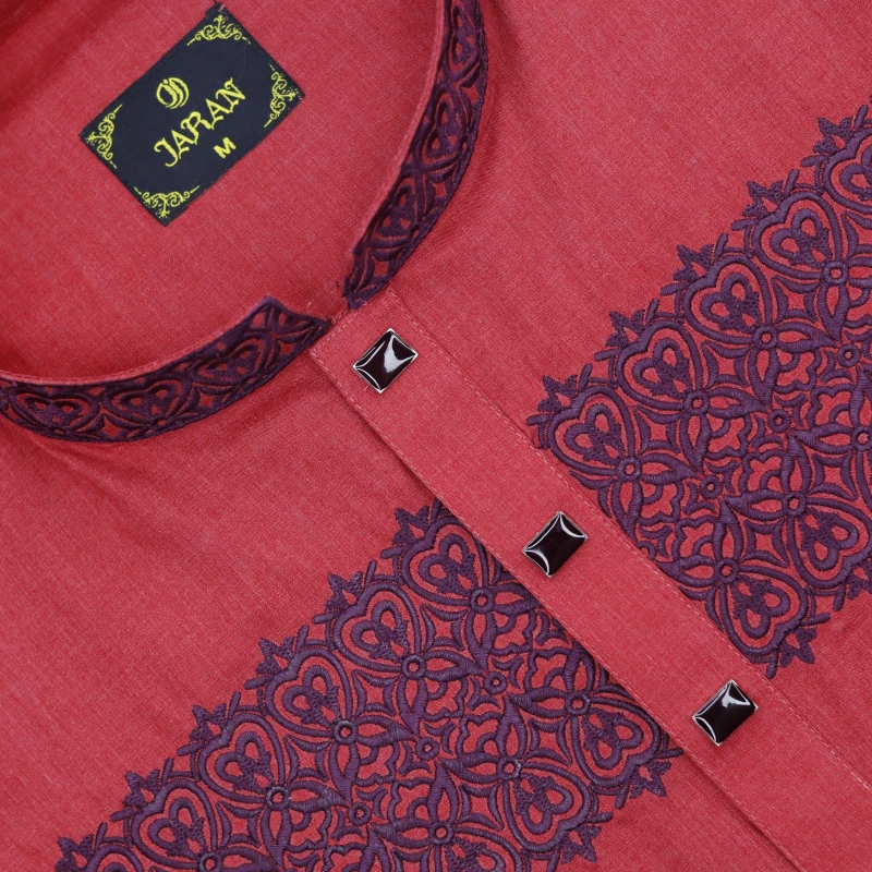Classic Red Panjabi with Regal Embroidery – J446