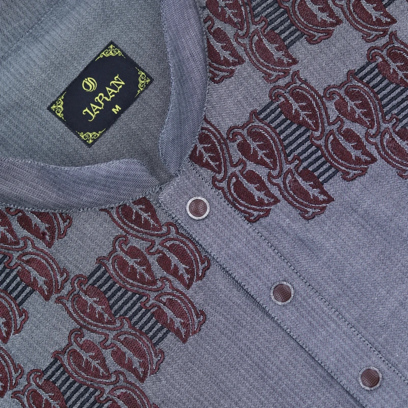 Steel Grey Embroidered Panjabi – J345