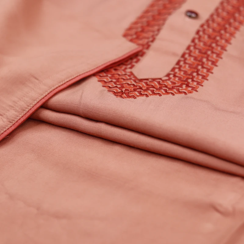 Warm Peach Embroidered Panjabi – J412A