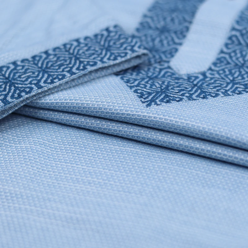 Sky Blue Panjabi with Navy Embroidered Placket – J320