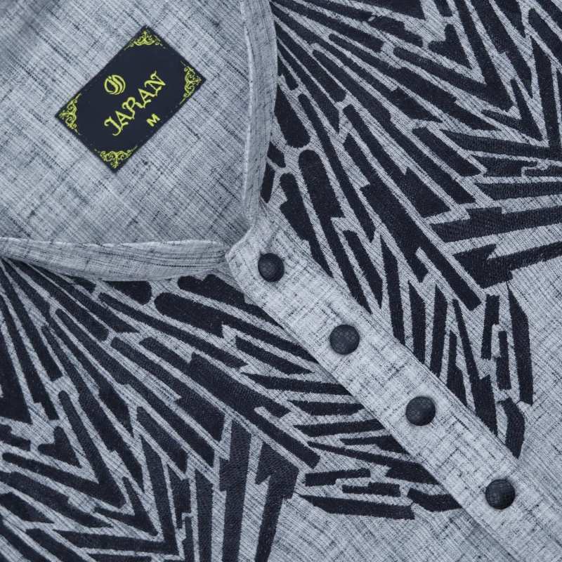 Grey Panjabi with Black Geometric Embroidery – J3410A