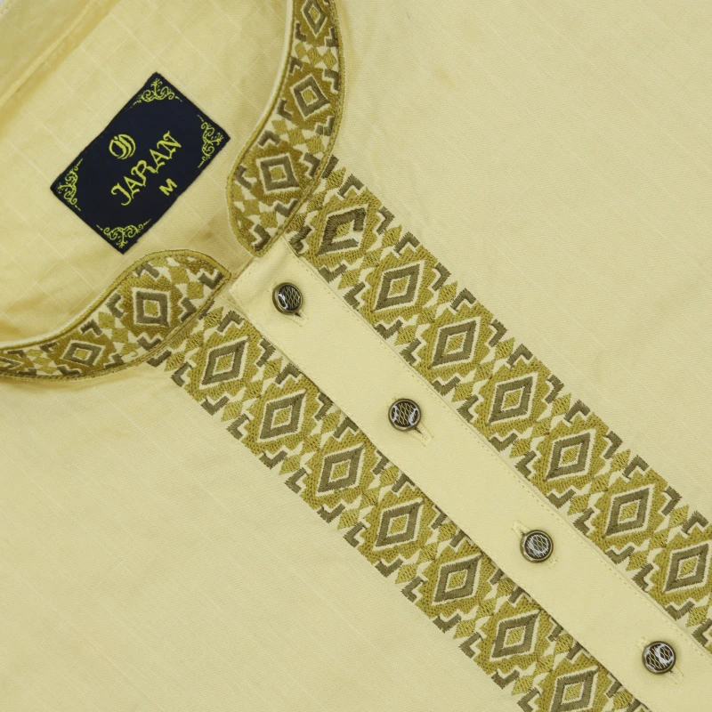 Sunshine Yellow Panjabi with Intricate Golden Detailing – J232