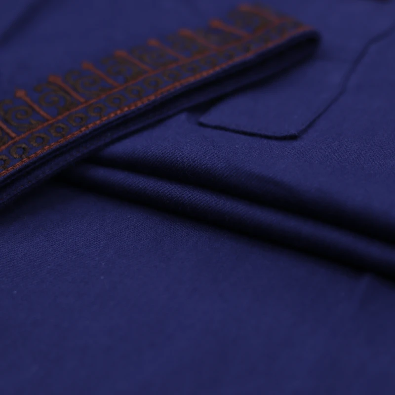 Royal Blue Panjabi with Rust Accent Stitching – J463