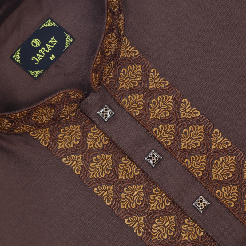 Chocolate Brown Embroidered Panjabi – J360