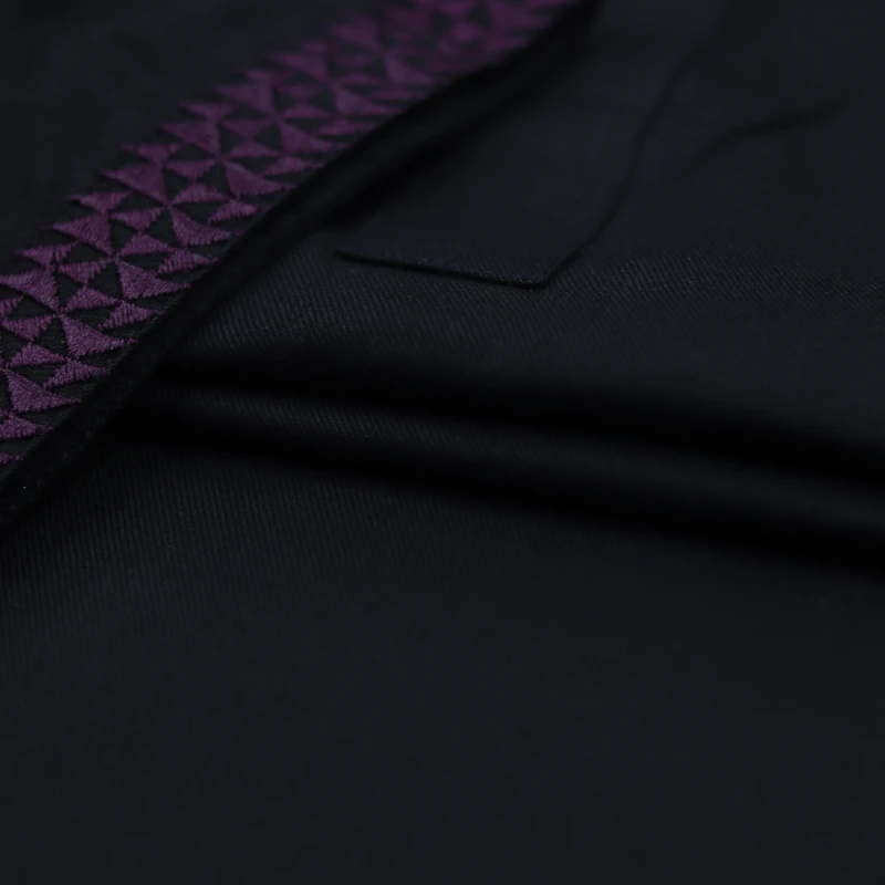 Elegant Black Panjabi with Magenta Embroidery – J457A