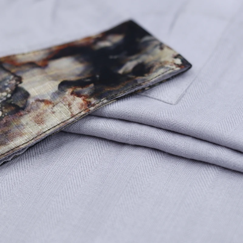 Light Grey Panjabi with Printed Contrast – Code 001
