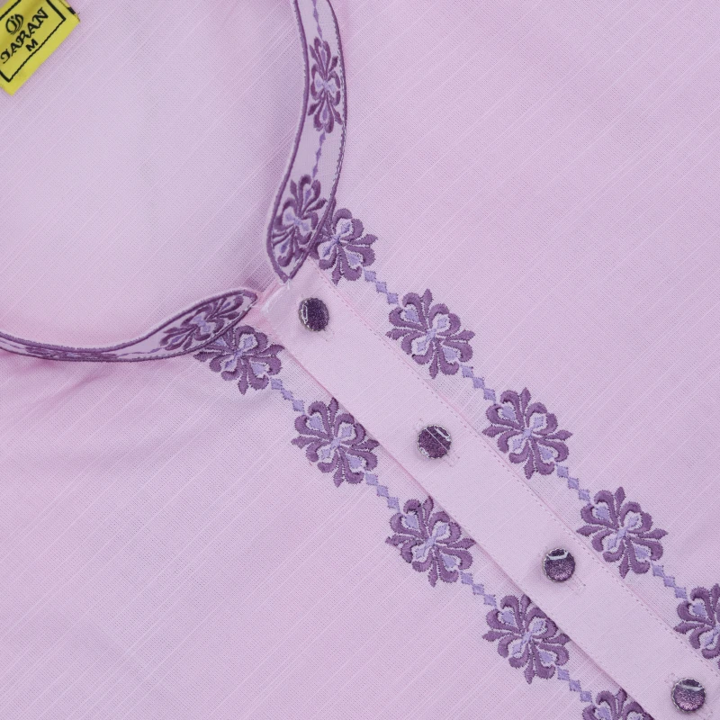 Soft Pink Panjabi with Delicate Floral Embroidery – J474A