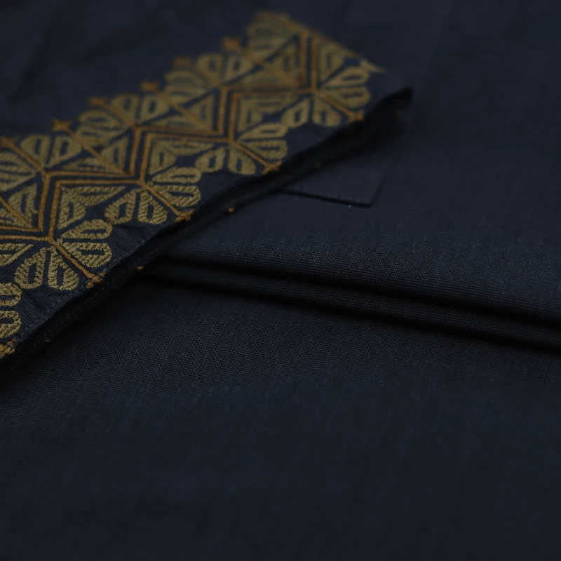 Classic Black Panjabi with Gold Thread Embroidery – J329C