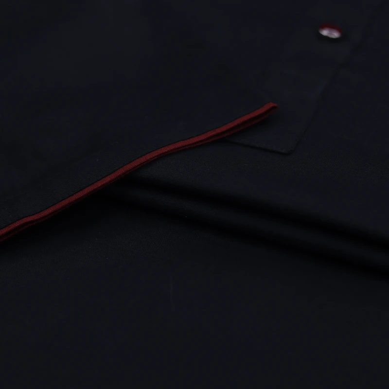 Black Panjabi with Red Floral Chest Embroidery – J3640B