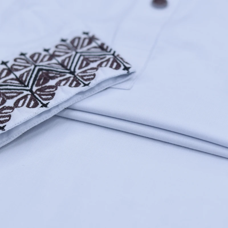 Elegant White Panjabi with Maroon Embroidery – J329E