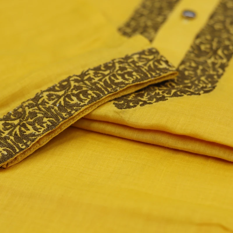 Bright Yellow Embroidered Panjabi – J2620D