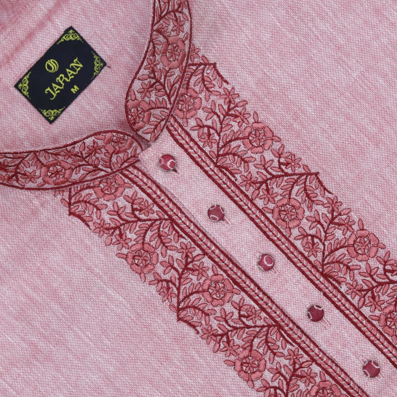 Pink Panjabi with Floral Front Embroidery – J3340B