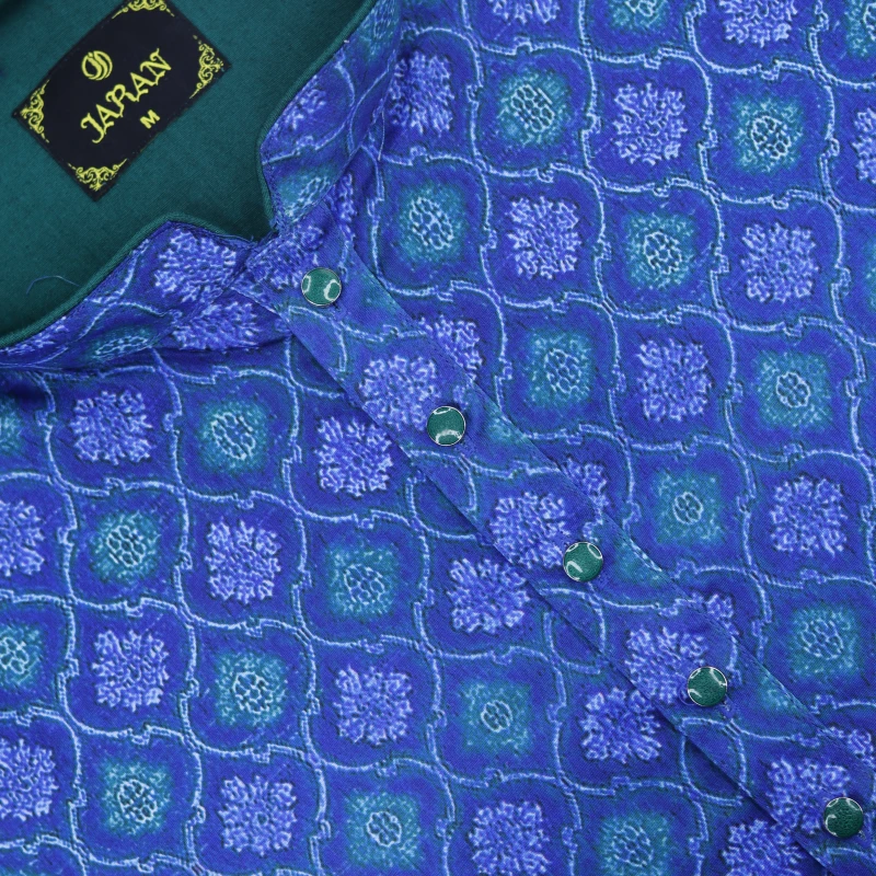 Royal Blue All-Over Printed Panjabi – J1061