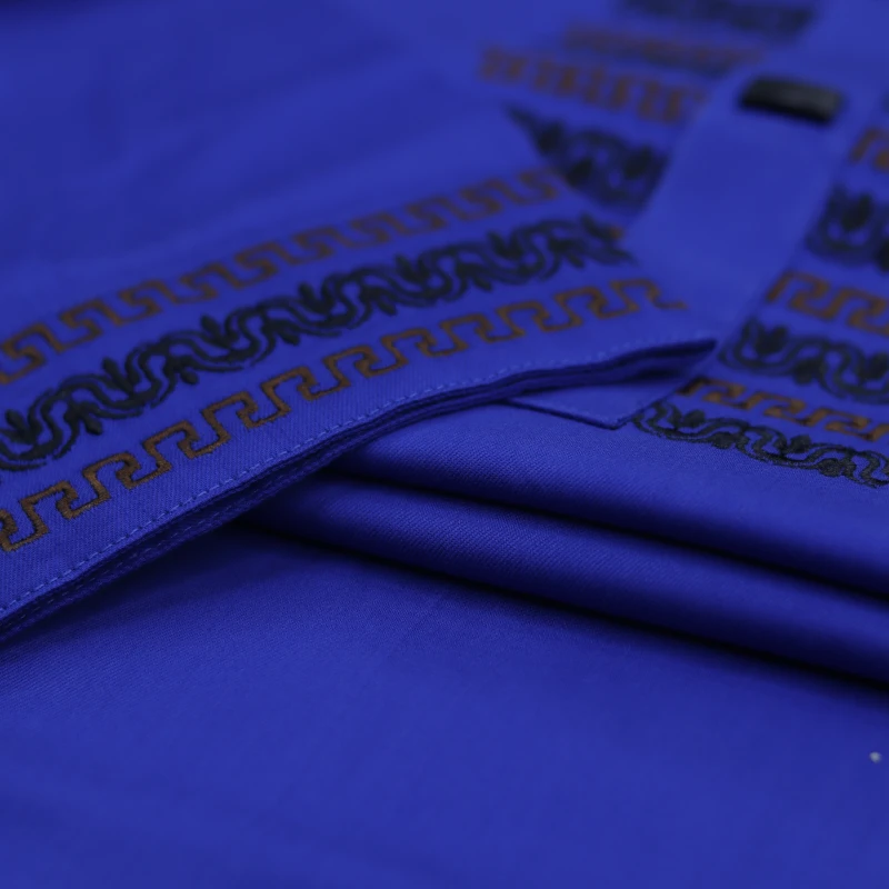 Royal Blue Panjabi with Geometric Embroidery – J339B