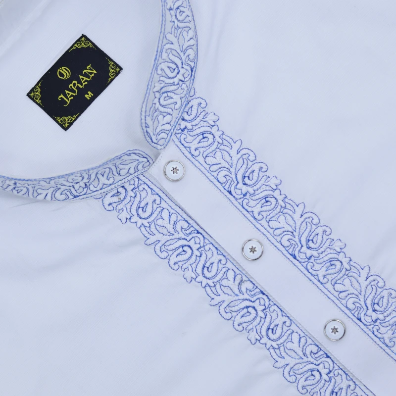 Elegant White Panjabi with Subtle Embroidery – J462A