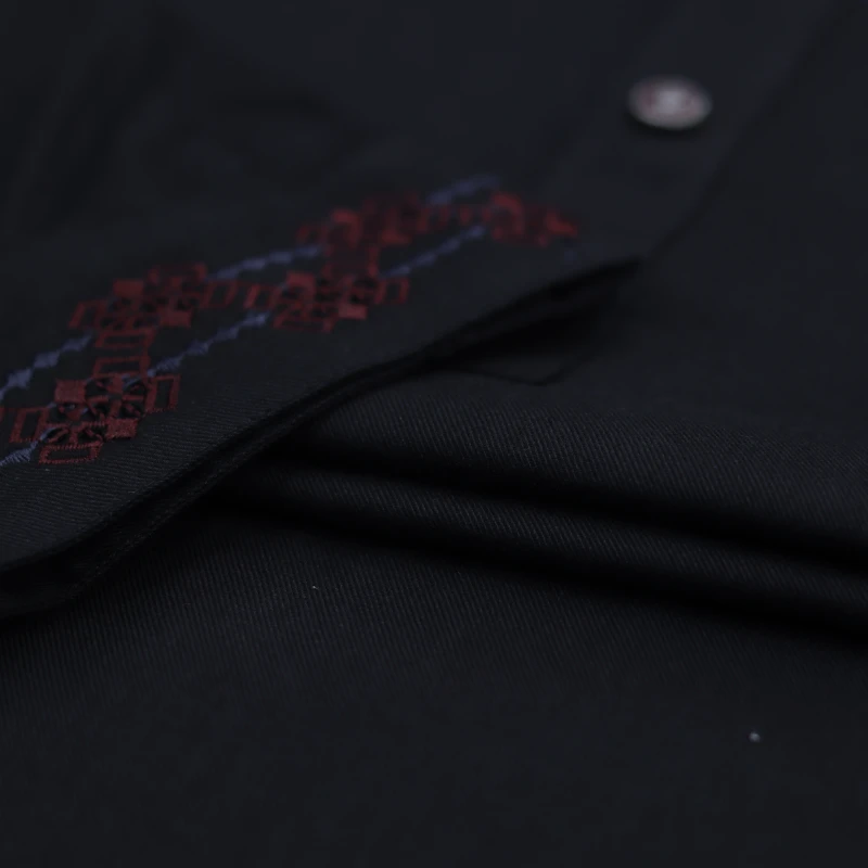 Midnight Black Panjabi with Maroon Embroidery – J459A