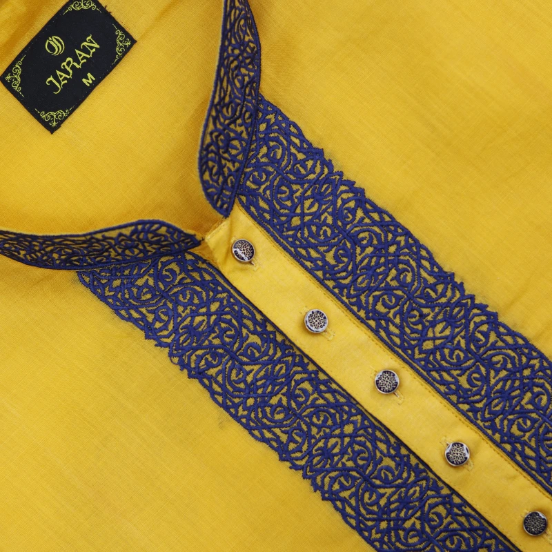 Golden Yellow Embroidered Panjabi – J2690C