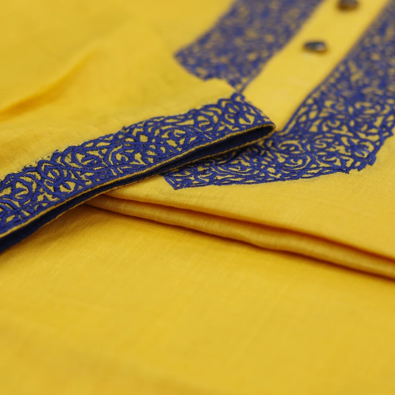 Golden Yellow Embroidered Panjabi – J2690C