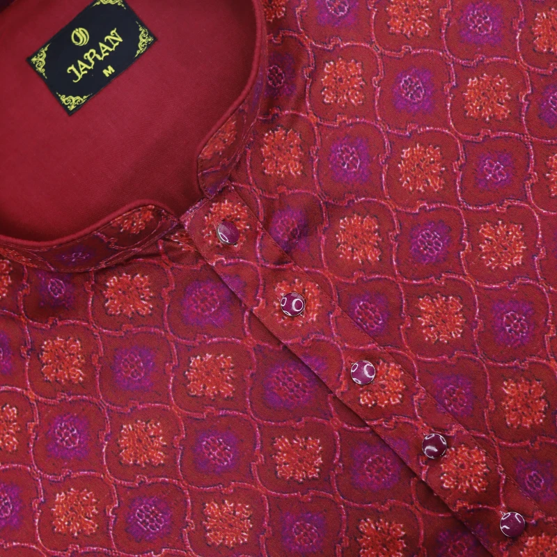 Royal Red Printed Panjabi – J1061A