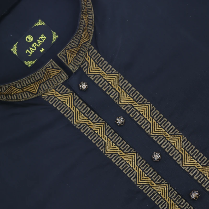 Black Golden Embroidered Panjabi – J342B