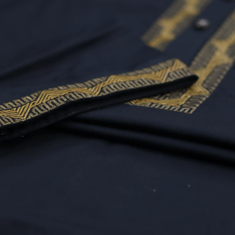 Black Golden Embroidered Panjabi – J342B