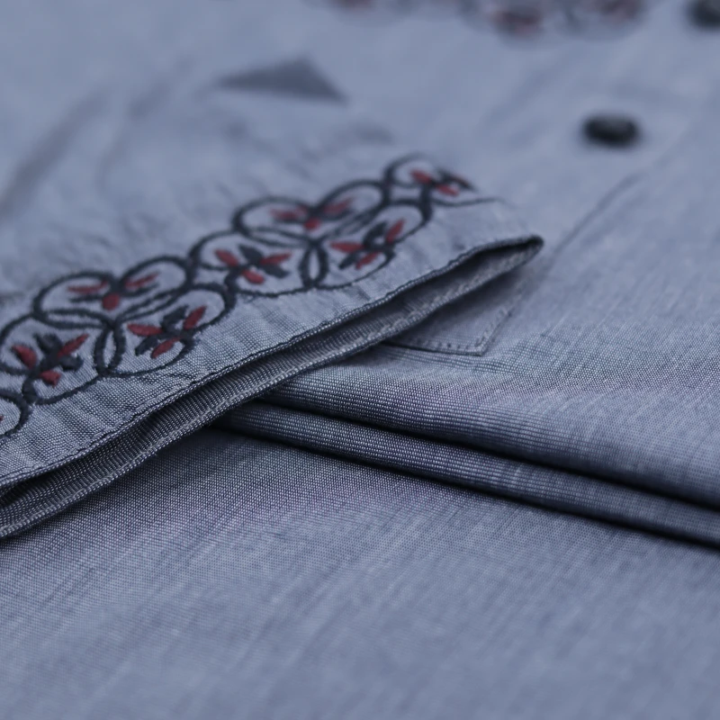 Slate Grey Panjabi with Intricate Chest Embroidery – J494B