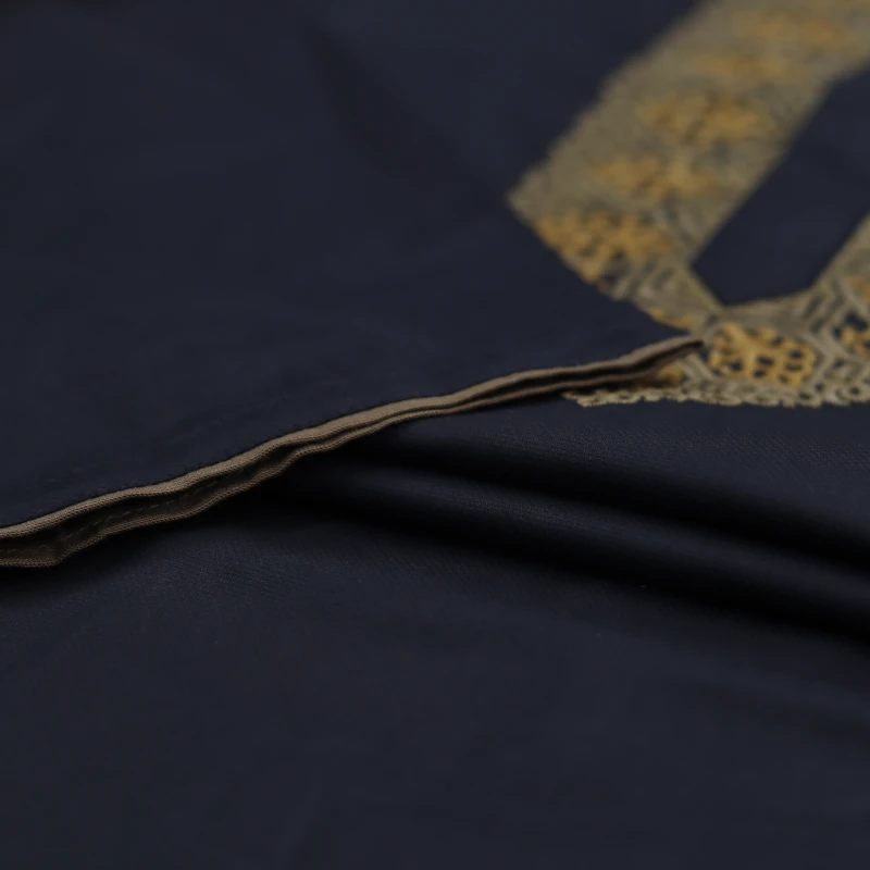Black Panjabi with Golden Embroidered Placket – Code 3500
