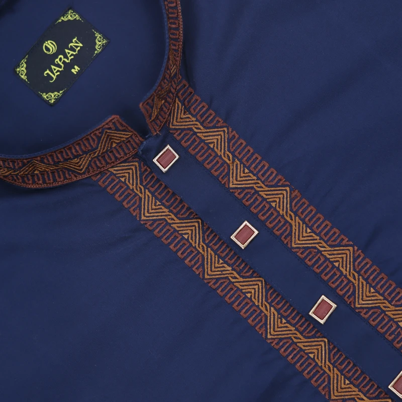 Navy Blue Panjabi with Maroon Embroidery – J342A