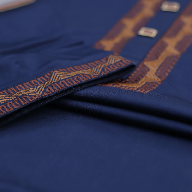 Navy Blue Panjabi with Maroon Embroidery – J342A